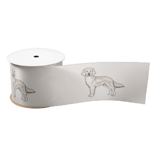 English Cream Golden Retriever Cute Cartoon Dog Satin Ribbon