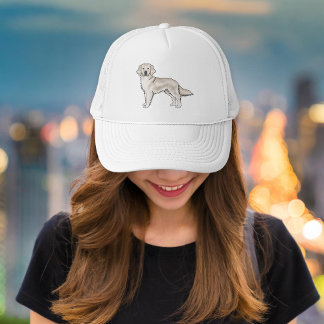 English Cream Golden Retriever Cute Cartoon Dog Trucker Hat