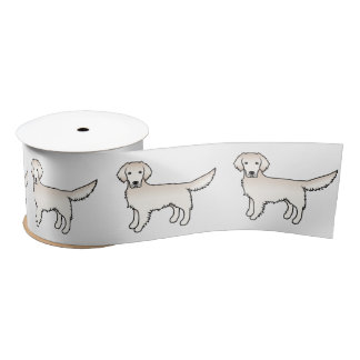 English Cream Golden Retriever Cute Cartoon Dogs Satin Ribbon