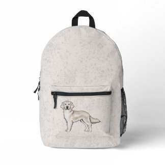 English Cream Golden Retriever Cute Dog Beige Printed Backpack