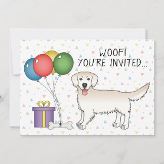 English Cream Golden Retriever Cute Dog - Birthday Invitation