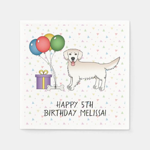 English Cream Golden Retriever Cute Dog _ Birthday Napkins