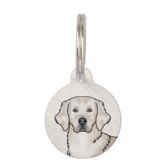 English Cream Golden Retriever Cute Dog Head Pet ID Tag