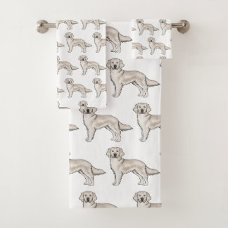 English Cream Golden Retriever Cute Dog Pattern Bath Towel Set