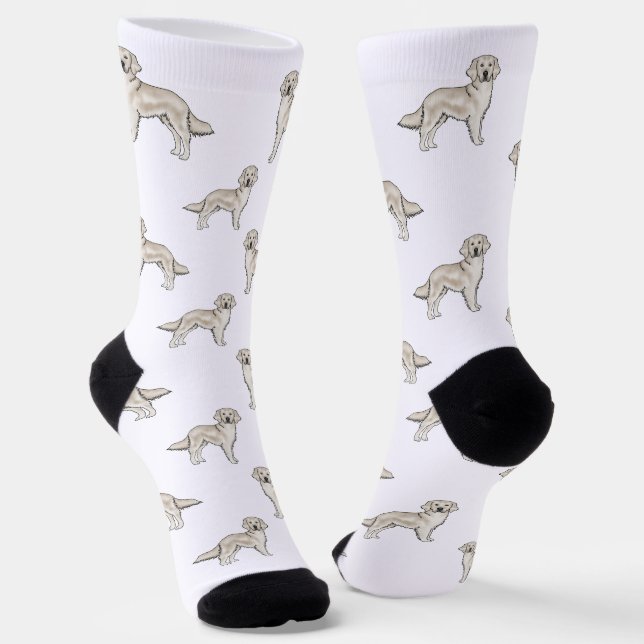 English Cream Golden Retriever Cute Dog Pattern Socks (Angled)