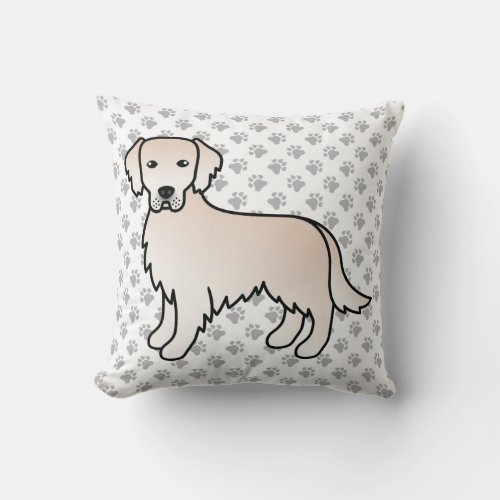 English Cream Golden Retriever Cute Dog  Paws Throw Pillow