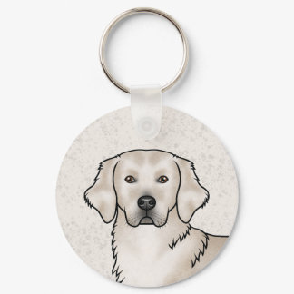 English Cream Golden Retriever Cute Dog Portrait Keychain