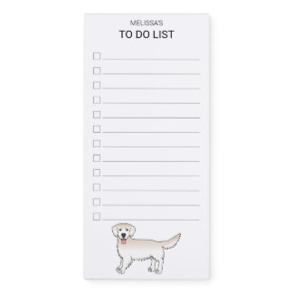 English Cream Golden Retriever Cute Dog To Do List Magnetic Notepad