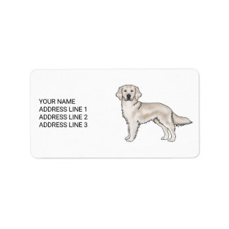 English Cream Golden Retriever Dog And Custom Text Label