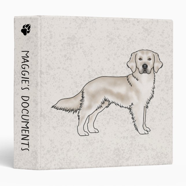 English Cream Golden Retriever Dog Beige 3 Ring Binder (Front/Spine)