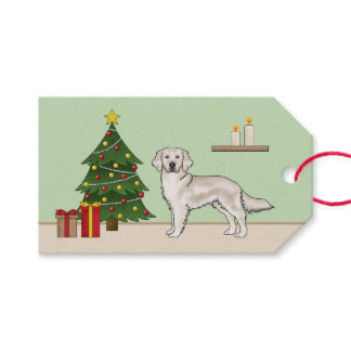 English Cream Golden Retriever Dog Christmas Tree Gift Tags