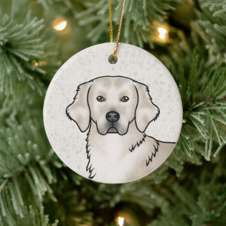 English Cream Golden Retriever Dog Custom Name Ceramic Ornament