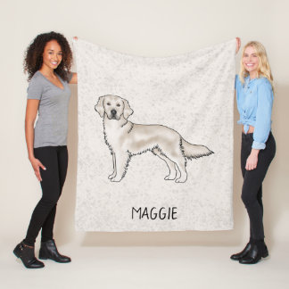 English Cream Golden Retriever Dog Custom Name Fleece Blanket