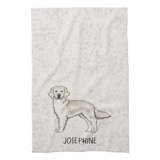 English Cream Golden Retriever Dog Custom Name Kitchen Towel