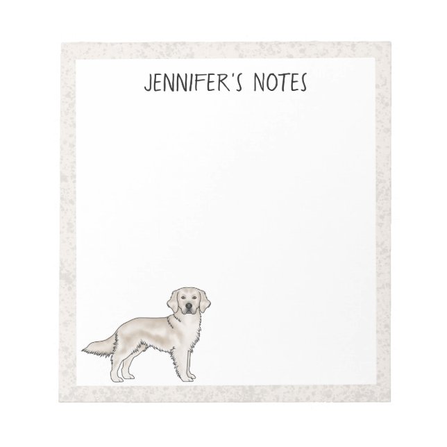 English Cream Golden Retriever Dog Custom Name Notepad (Front)