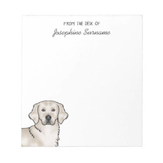 English Cream Golden Retriever Dog Custom Name Notepad