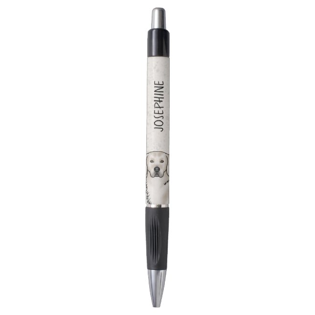 English Cream Golden Retriever Dog Custom Name Pen (Front Vertical)