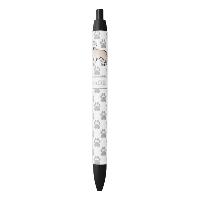 English Cream Golden Retriever Dog & Custom Name Pen (Front Vertical)