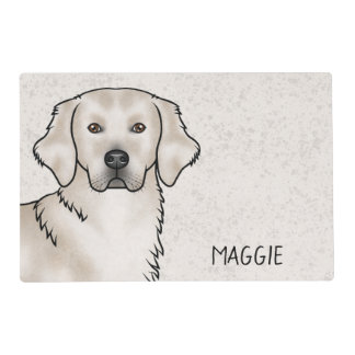 English Cream Golden Retriever Dog Custom Name Placemat