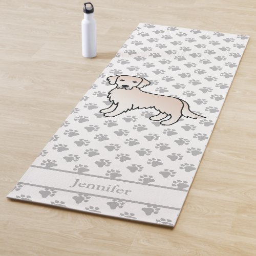 English Cream Golden Retriever Dog  Custom Name Yoga Mat