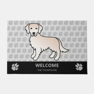 English Cream Golden Retriever Dog & Custom Text Doormat