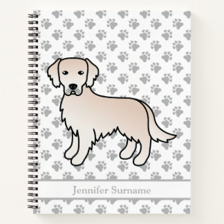 English Cream Golden Retriever Dog &amp; Custom Text Notebook