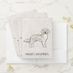 English Cream Golden Retriever Dog Custom Text Pocket Folder
