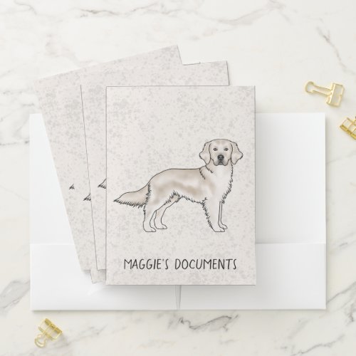 English Cream Golden Retriever Dog Custom Text Pocket Folder