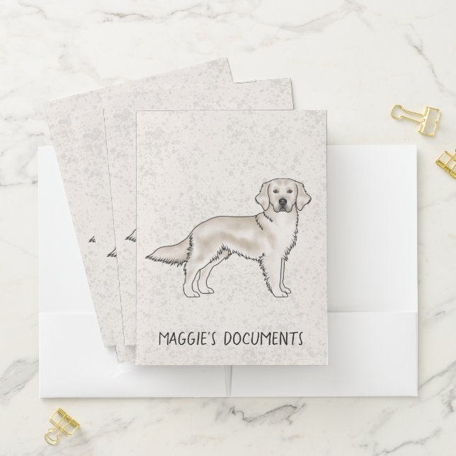 English Cream Golden Retriever Dog Custom Text Pocket Folder (In Situ)