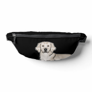 English Cream Golden Retriever Dog Head Black Fanny Pack