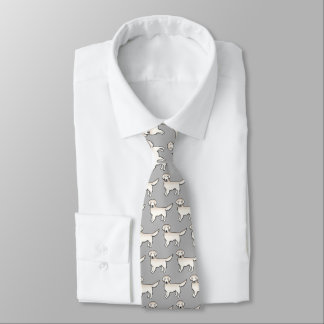 English Cream Golden Retriever Dog Pattern On Gray Neck Tie