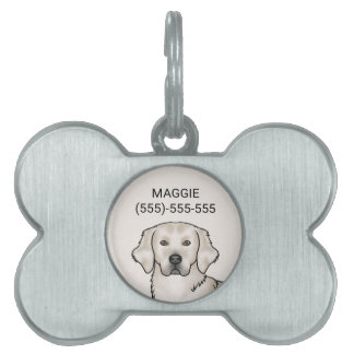 English Cream Golden Retriever Dog Portrait Pet ID Tag