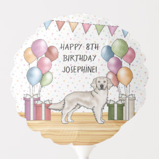 English Cream Golden Retriever Happy Birthday Balloon