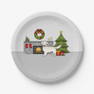 English Cream Golden Retriever In A Christmas Room Paper Plates