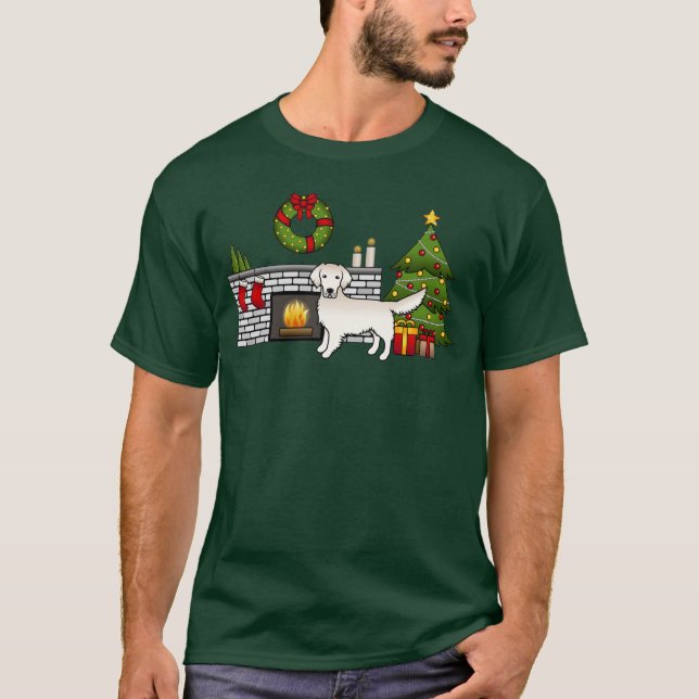 English Cream Golden Retriever In A Festive Room T-Shirt (Front)