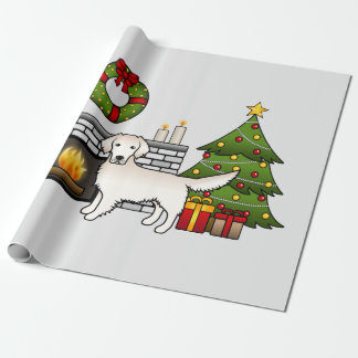 English Cream Golden Retriever In A Festive Room Wrapping Paper