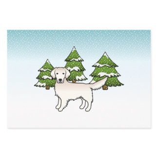 English Cream Golden Retriever In Winter &amp; Trees Wrapping Paper Sheets