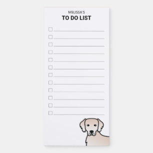 English Cream Golden Retriever To Do List & Name Magnetic Notepad