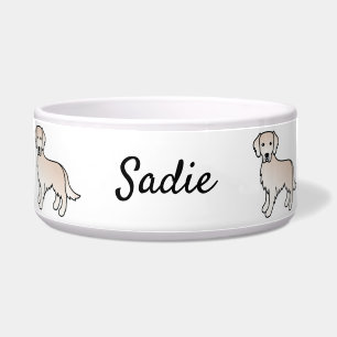 English Cream Golden Retriever With Custom Name Bowl