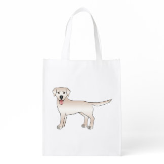 English Cream Labrador Retriever Cartoon Dog Grocery Bag