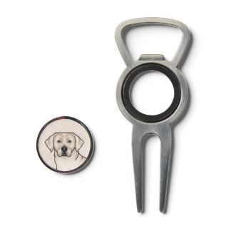 English Cream Labrador Retriever Cartoon Dog Head Divot Tool