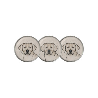 English Cream Labrador Retriever Cartoon Dog Head Golf Ball Marker