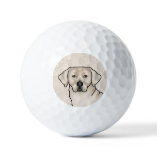 English Cream Labrador Retriever Cartoon Dog Head Golf Balls