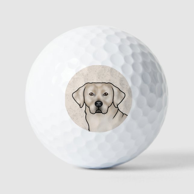 English Cream Labrador Retriever Cartoon Dog Head Golf Balls (Front)