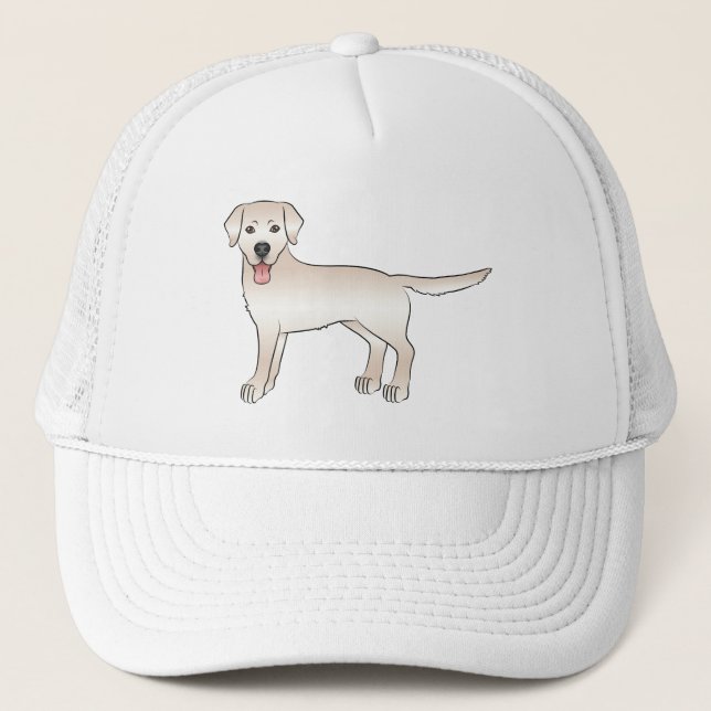 English Cream Labrador Retriever Cartoon Dog Trucker Hat (Front)