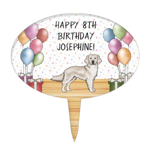 English Cream Labrador Retriever Colorful Birthday Cake Topper