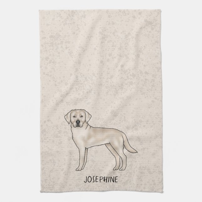 English Cream Labrador Retriever Lab Custom Name Kitchen Towel (Vertical)