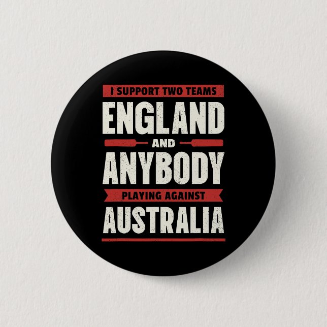 English Cricket Shirt Two Teams Not Australia Funn Button (Front)