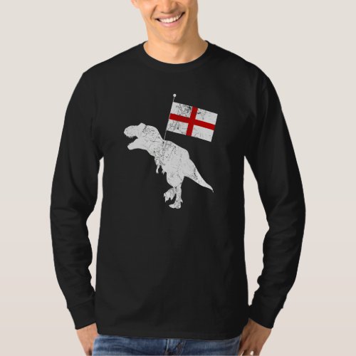 English Dinosaur Tyrannosaurus Rex England Flag T_Shirt