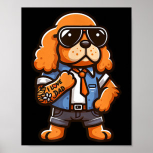 English Er Spaniel I Love Dad Funny Dog Tattoo  Poster